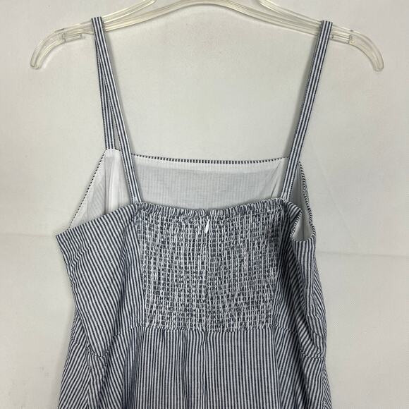 Gap Linen Cotton Striped Ruffle Sleeveless Dress 8 Petite Natural Breathable - Picture 7 of 12